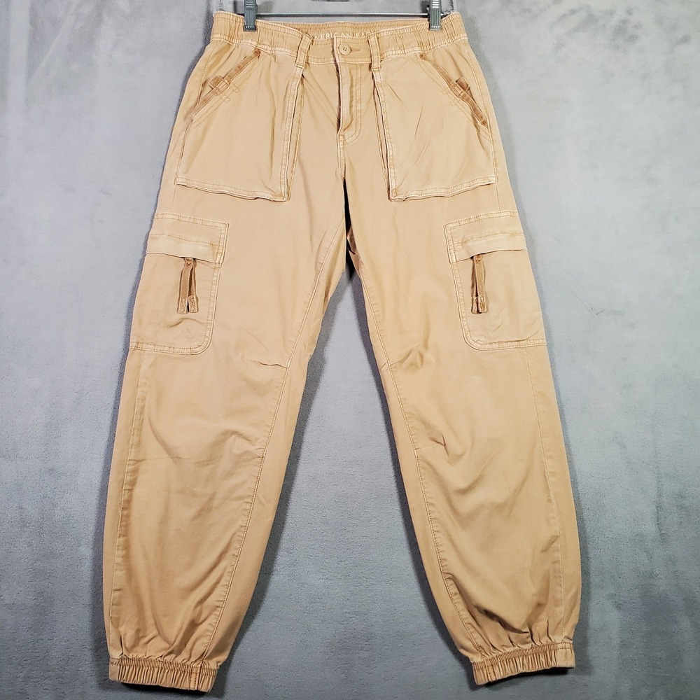 American Eagle Baggy Jogger Women 2 Short Khaki Gorpcore Utility Cargo Pants